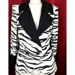 Jean Louis Scherrer Numbered Zebra Print Jacket Rayon Couture Power Shoulder